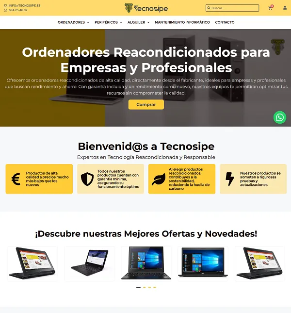 Tienda online Tecnosipe desarrollada con WooCommerce